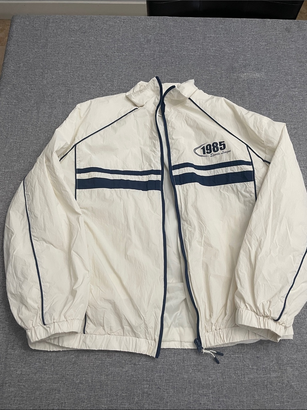 Primark White Windbreaker Jacket with Navy Trim